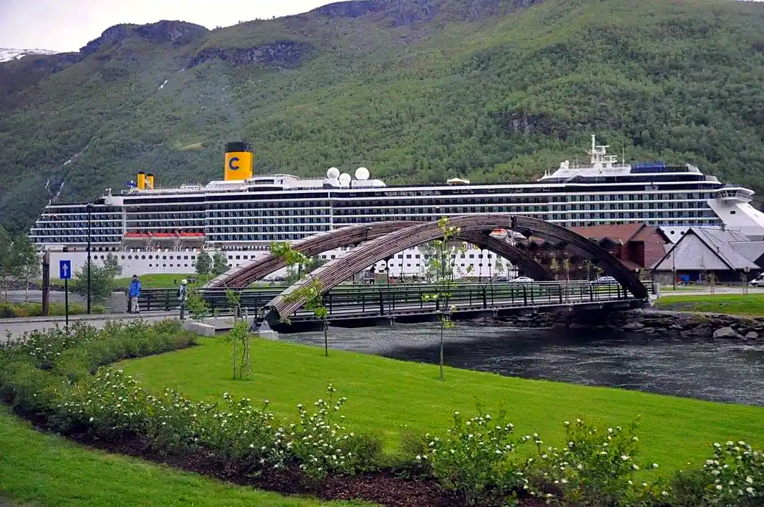 Flam village at the head of a Sognefjord branch, a common fjord base on a Norway itinerary
