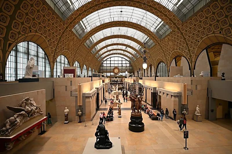 Grand railway-station hall of the Musée d'Orsay in Paris with its large clock