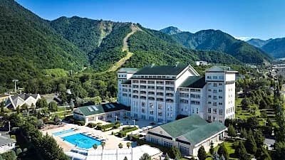 Nohur river guesthouses in the offbeat district near Gabala, Azerbaijan