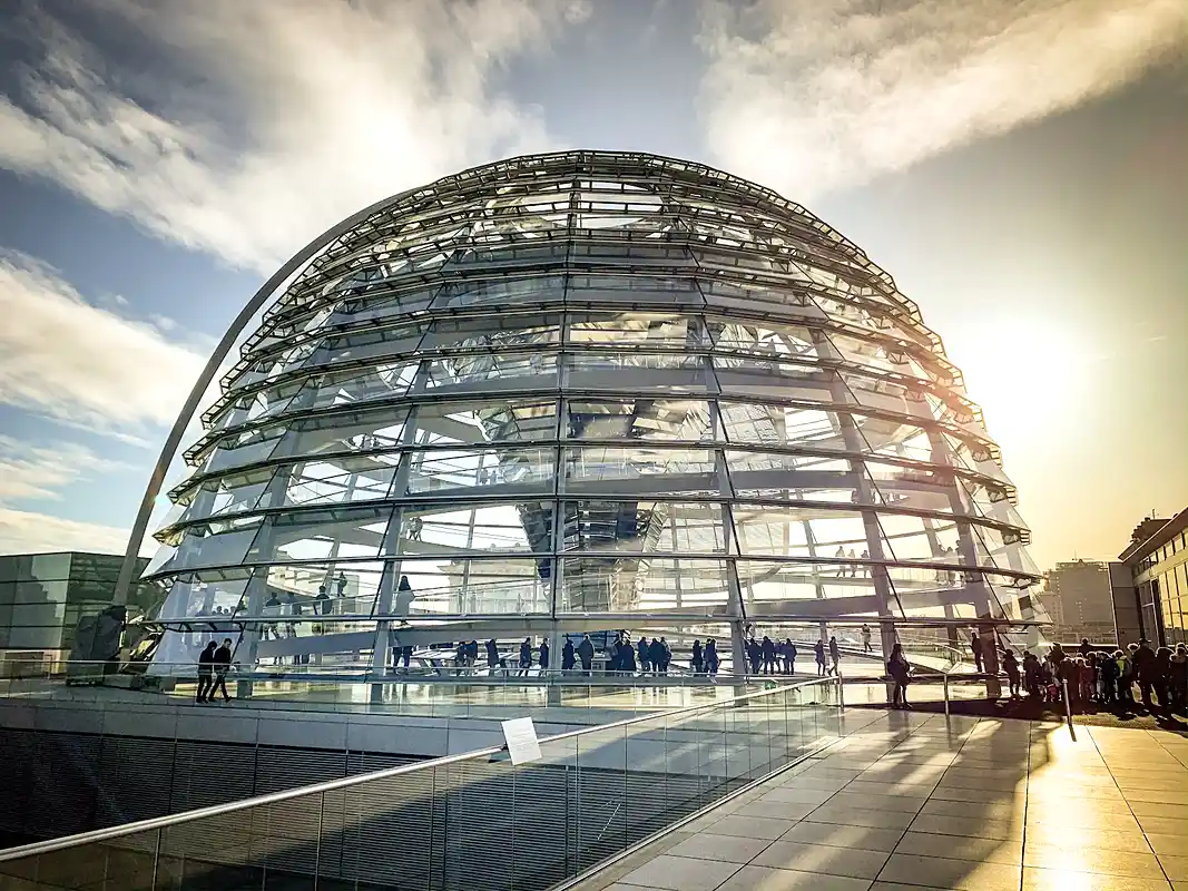 Reichstag building with its glass dome in Berlin, the anchor city for most first-time Germany trips