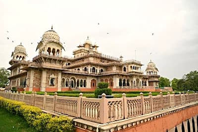 Albert Hall Museum in Jaipur at dusk, a key stop on any Rajasthan itinerary