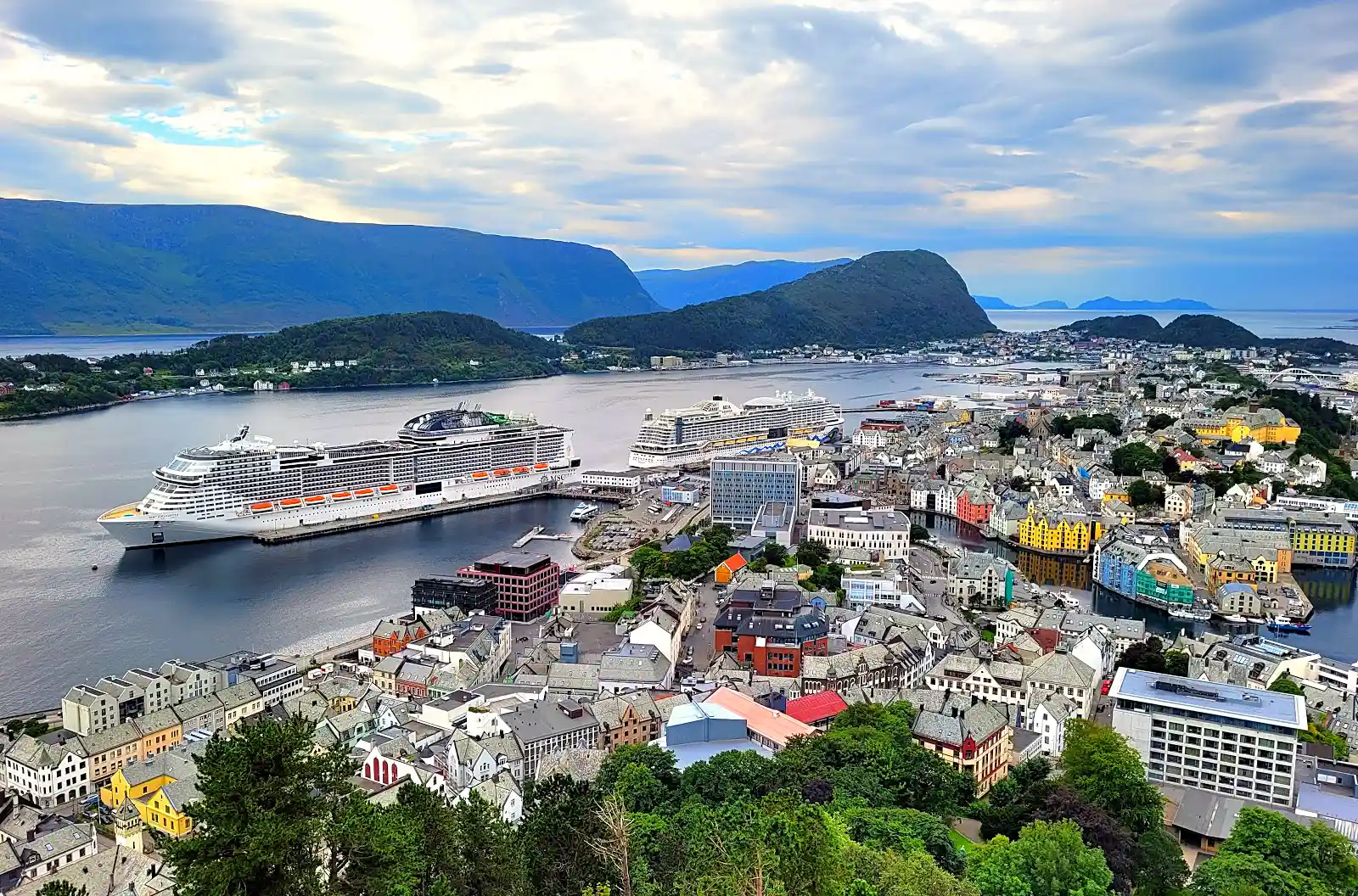 Ålesund art nouveau harbour town on Norway's western fjord coast