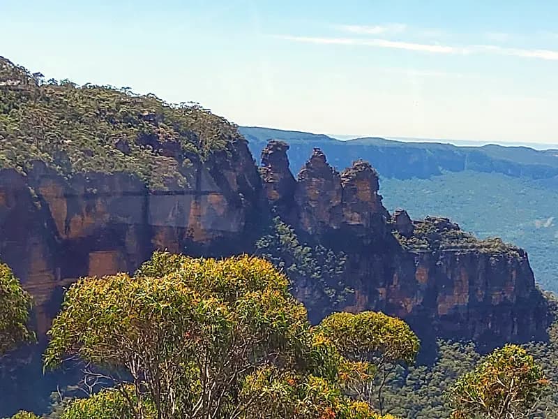 Blue haze over sandstone cliffs in the Blue Mountains near Sydney