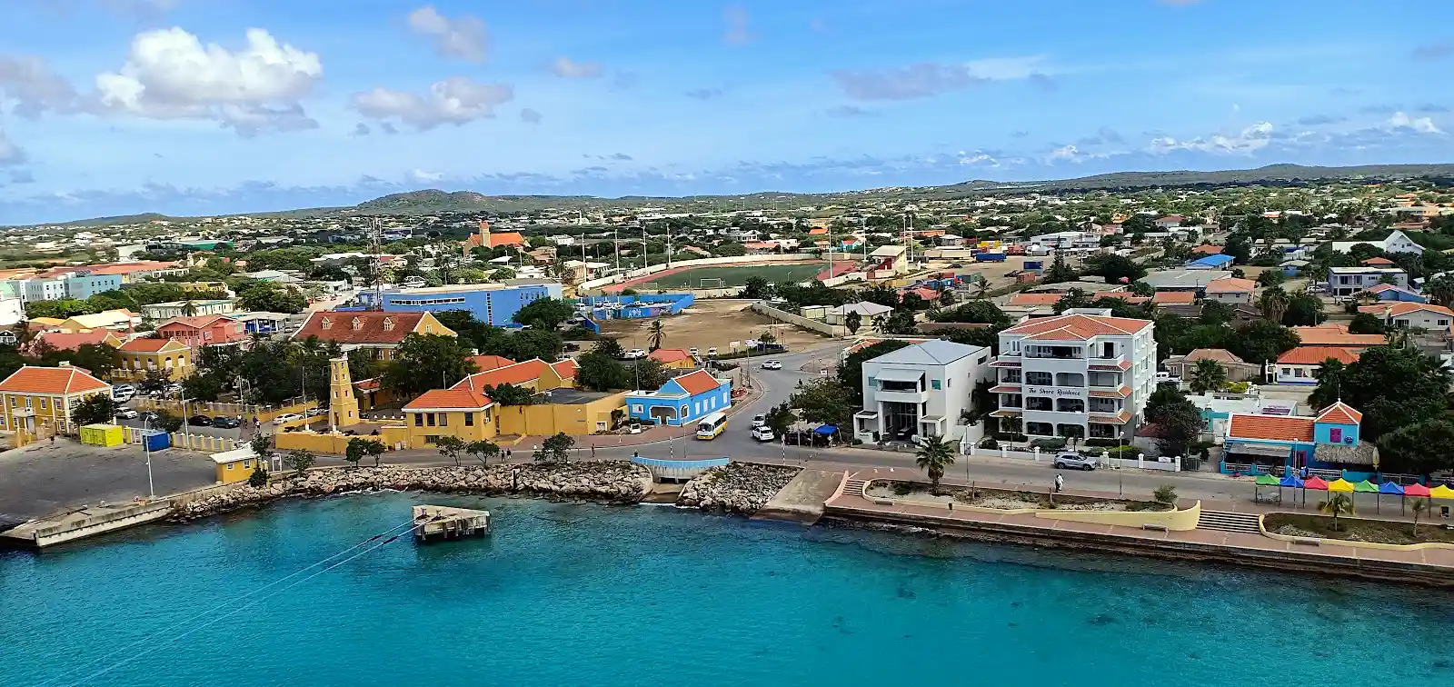 calm turquoise waters off Bonaire, a southern Caribbean island outside the main hurricane belt