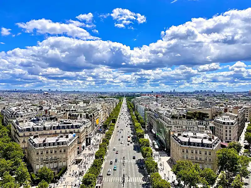 Travellers walking along the Champs-Elysees in Paris ahead of a Europe trip in 2026