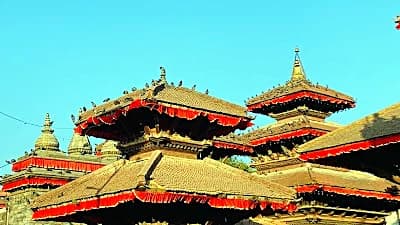 Kathmandu Durbar Square, unaffected by the Rasuwa flood and operating as a normal starting point for treks
