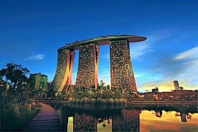 Marina Bay Sands skyline at night, the central landmark in any Singapore trip plan