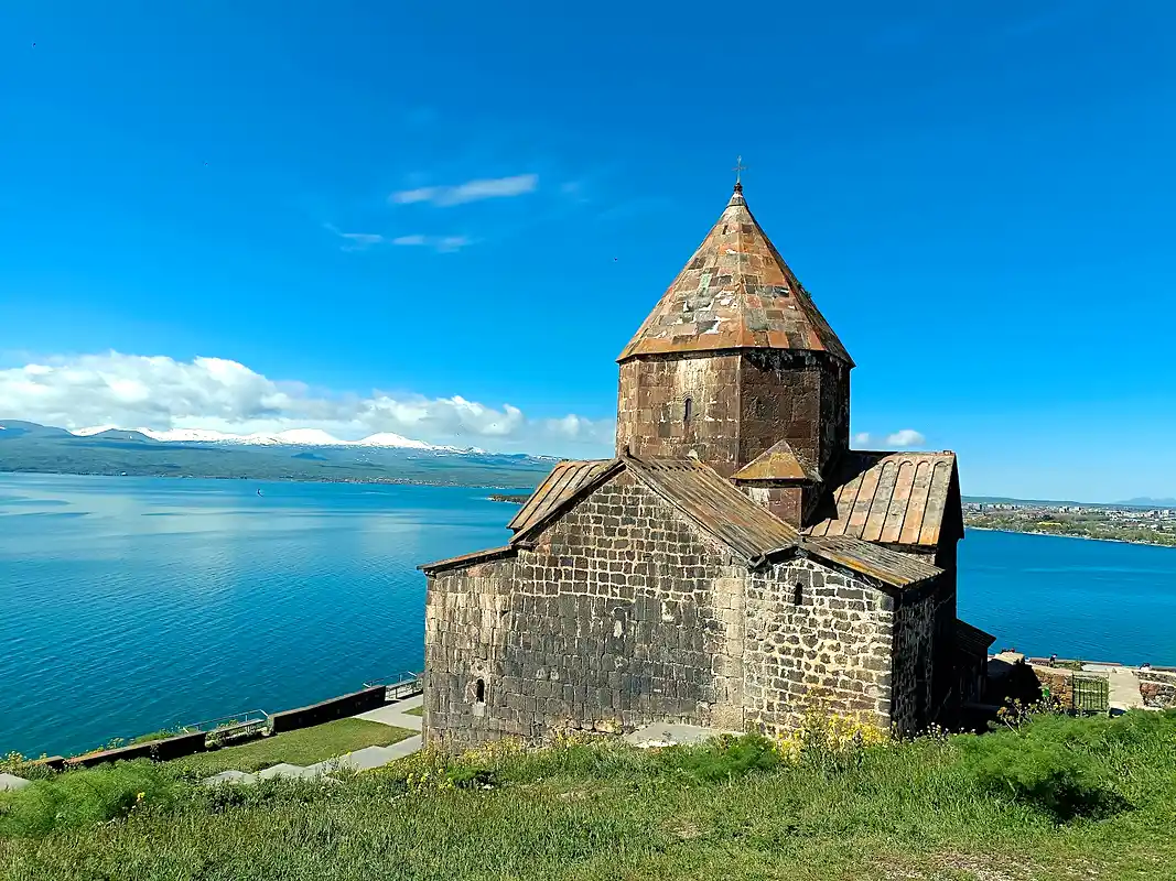 Sevanavank monastery overlooking Lake Sevan on the eastern loop of an armenia itinerary