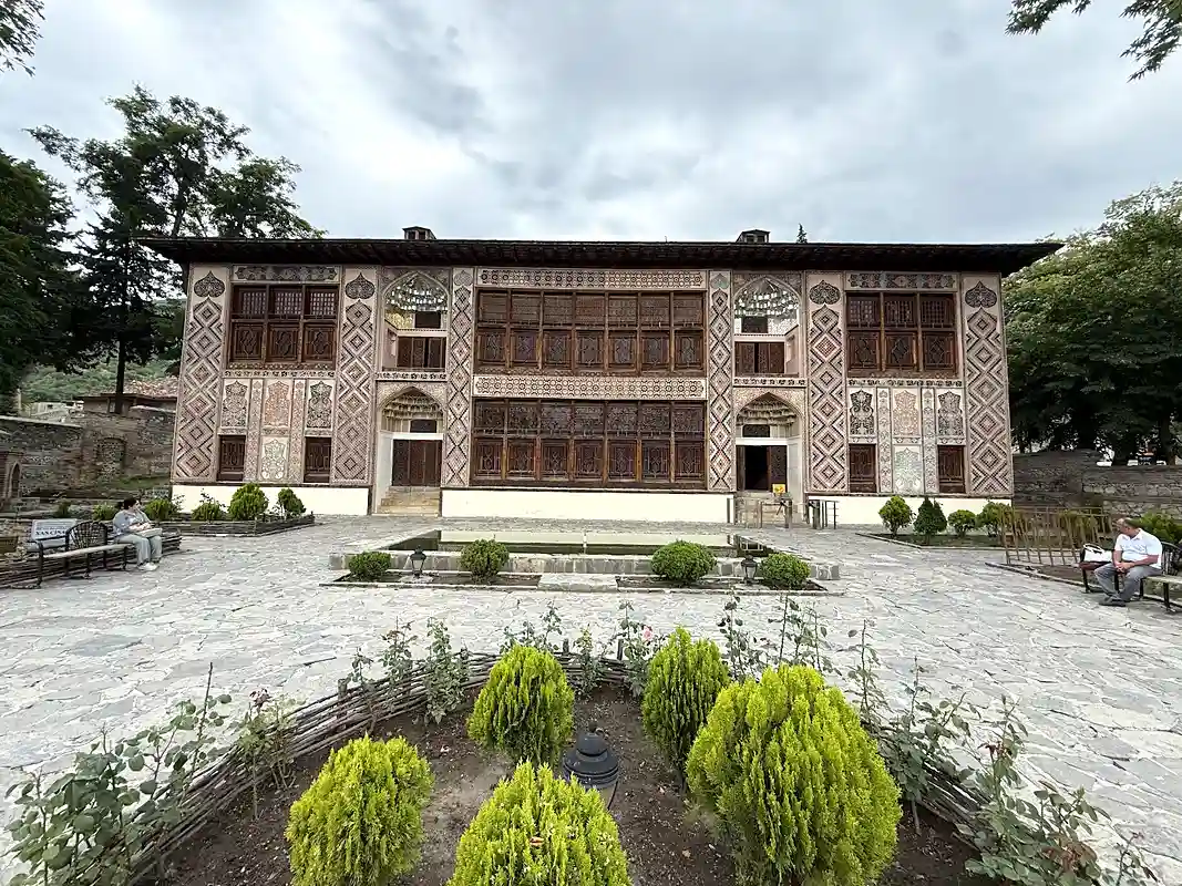 Historic caravanserai and old town architecture in Sheki, Azerbaijan, a key stop on any Caucasus road trip