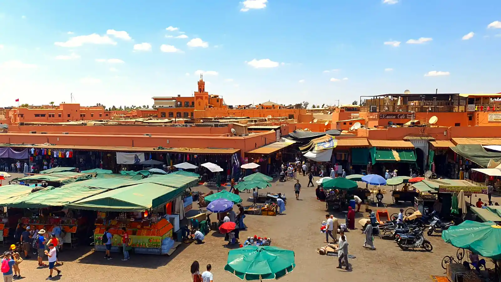 covered market stalls along Souk Semmarine, an offbeat Morocco hidden gem for local shopping