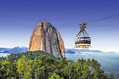 Sugarloaf Mountain cable car view over Rio's coastline, a half-day stop on any Brazil itinerary