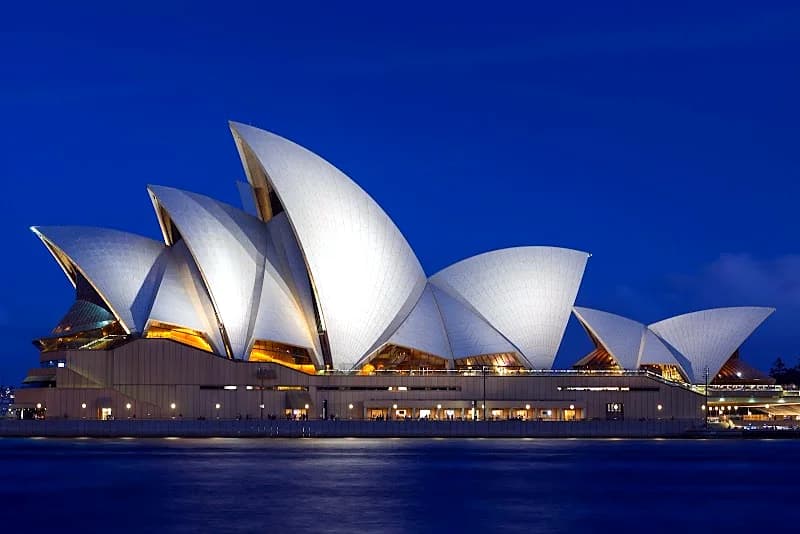 Sydney Opera House at dusk, the usual starting point for an Australia trip plan