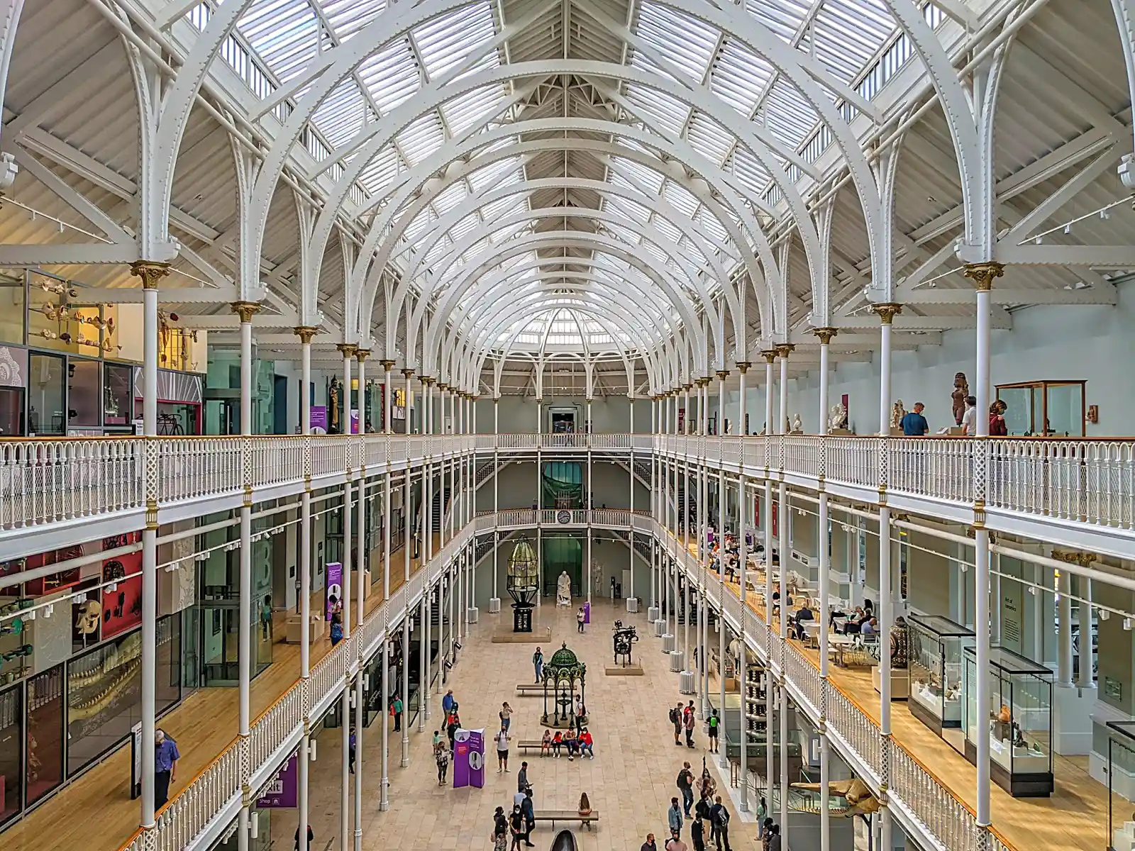 Visitors walking through the National Museum of Scotland in Edinburgh's old town