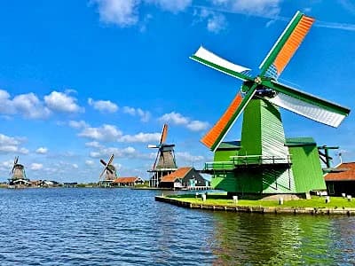 Windmills near Amsterdam, another Western European hub affected by recent airspace disruptions