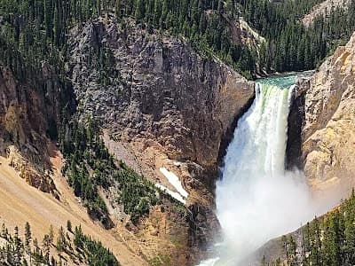 Quiet geyser basin trail in Yellowstone away from the main visitor crowds